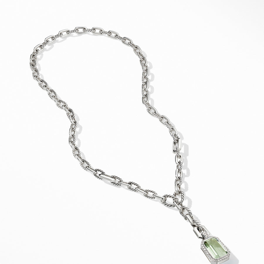 Stax Drop Pendant Necklace with Prasiolite and Diamonds