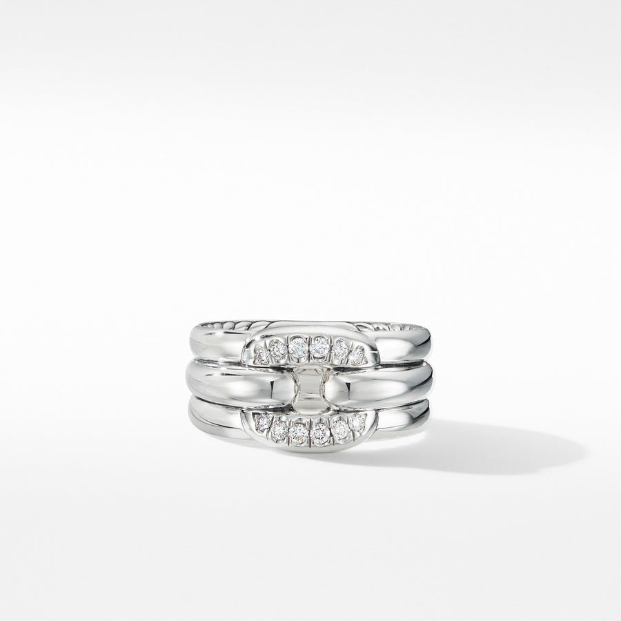 Thoroughbred Cushion Link Ring with Pave Diamonds