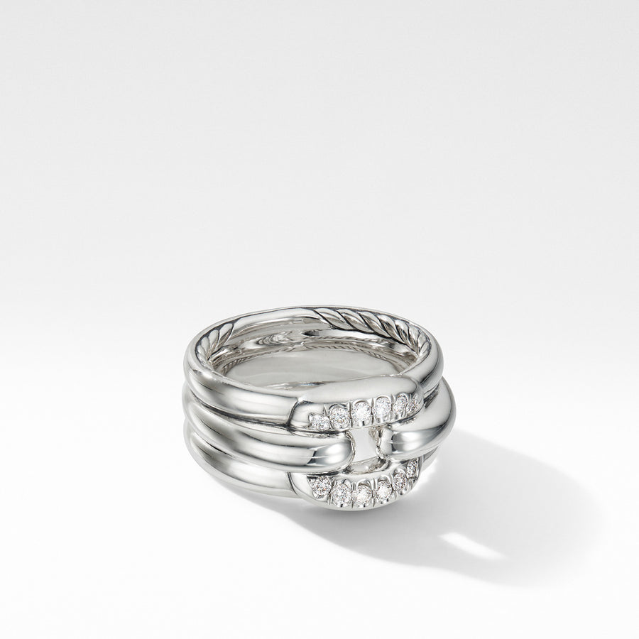 Thoroughbred Cushion Link Ring with Pave Diamonds