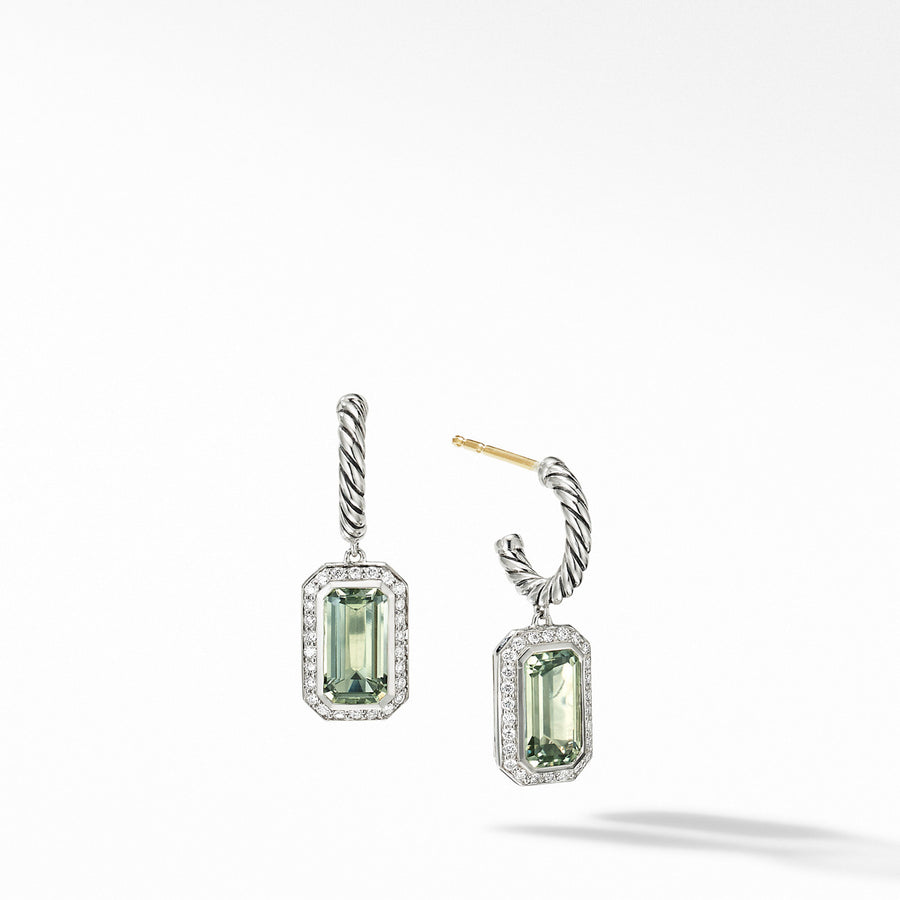 Novella Drop Earrings with Prasiolite and Pave Diamonds