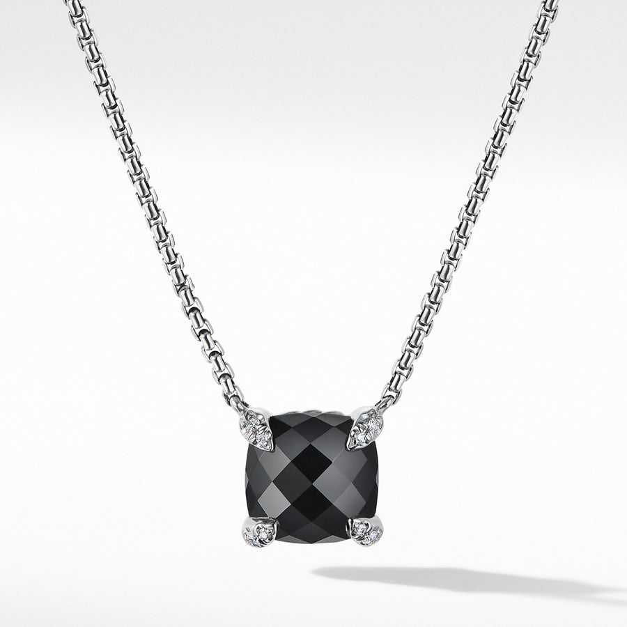 Chatelaine Pendant Necklace with Black Onyx and Diamonds
