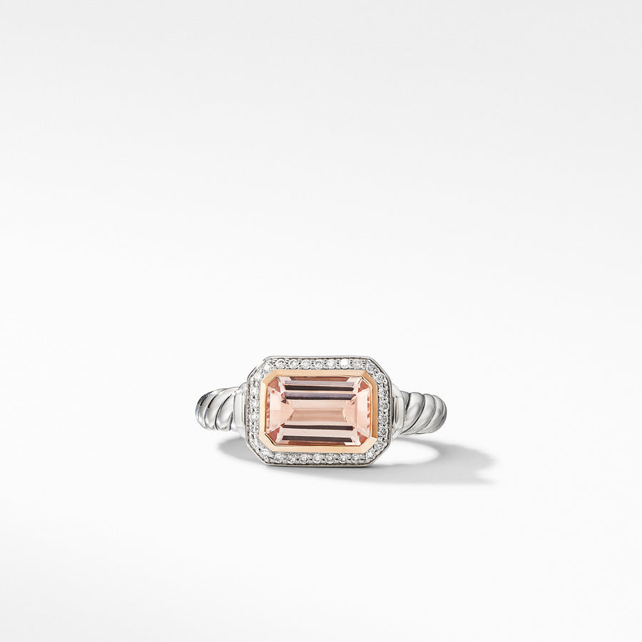 Novella Ring with Morganite, Pave Diamonds and 18K Rose Gold