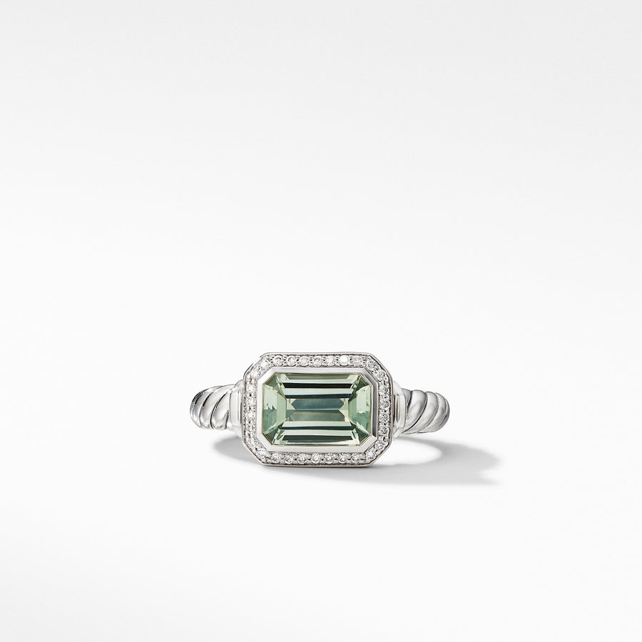Novella Ring with Prasiolite and Pave Diamonds