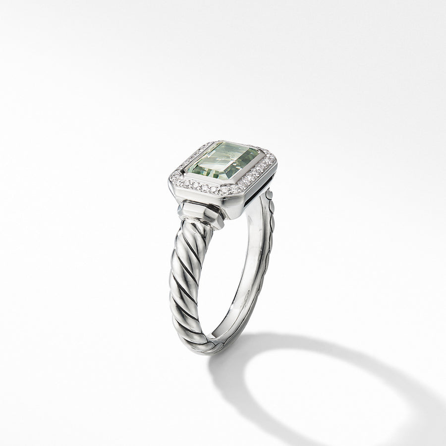 Novella Ring with Prasiolite and Pave Diamonds