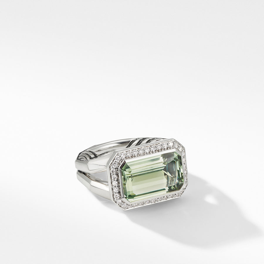 Novella Statement Ring with Prasiolite and Pave Diamonds
