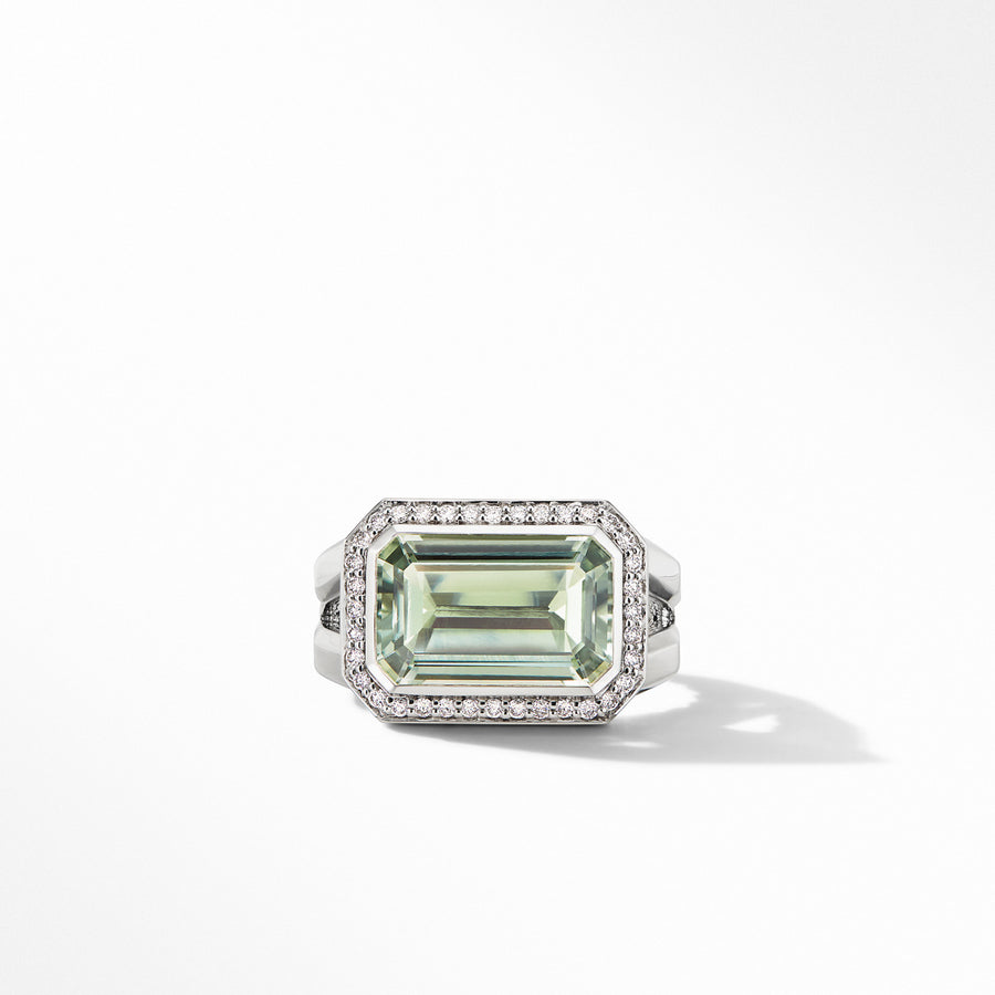 Novella Statement Ring with Prasiolite and Pave Diamonds
