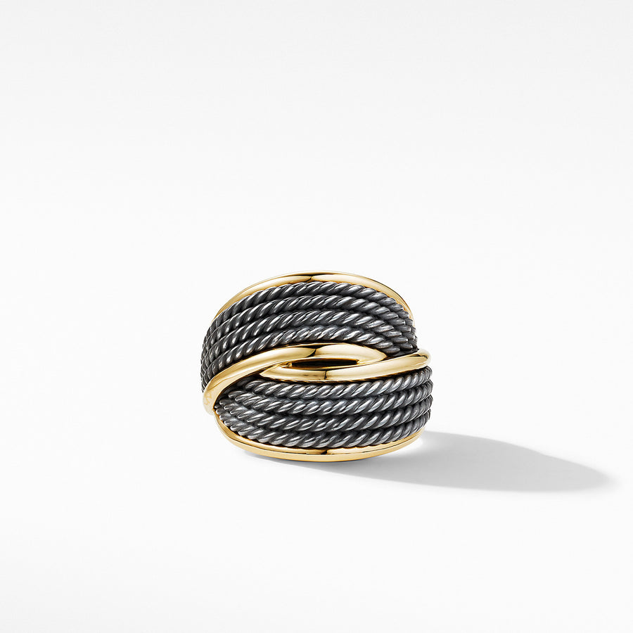 DY Origami Crossover Ring in Blackened Silver