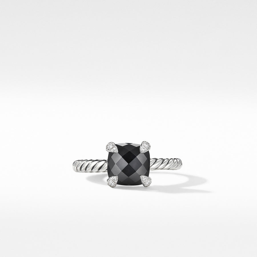 Chatelaine Ring with Black Onyx and Diamonds