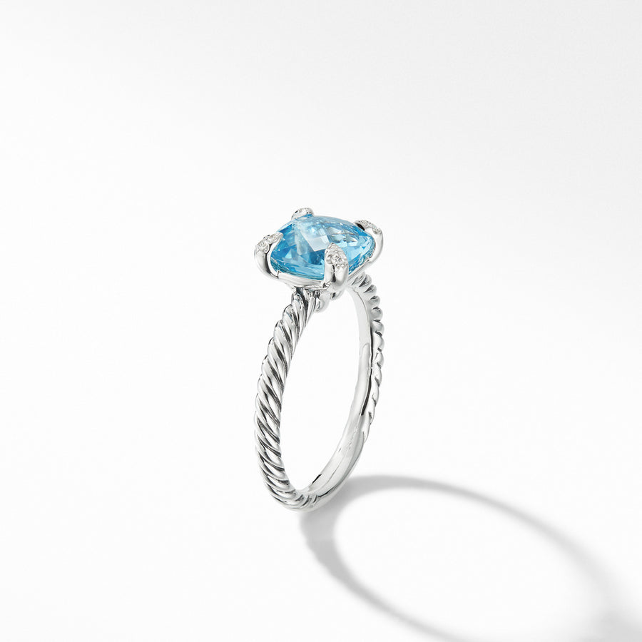 Chatelaine Ring with Blue Topaz and Diamonds