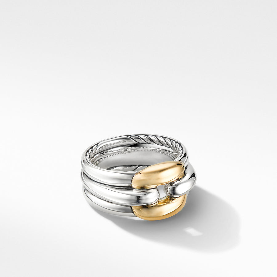 Thoroughbred Cushion Link Ring with 18K Yellow Gold