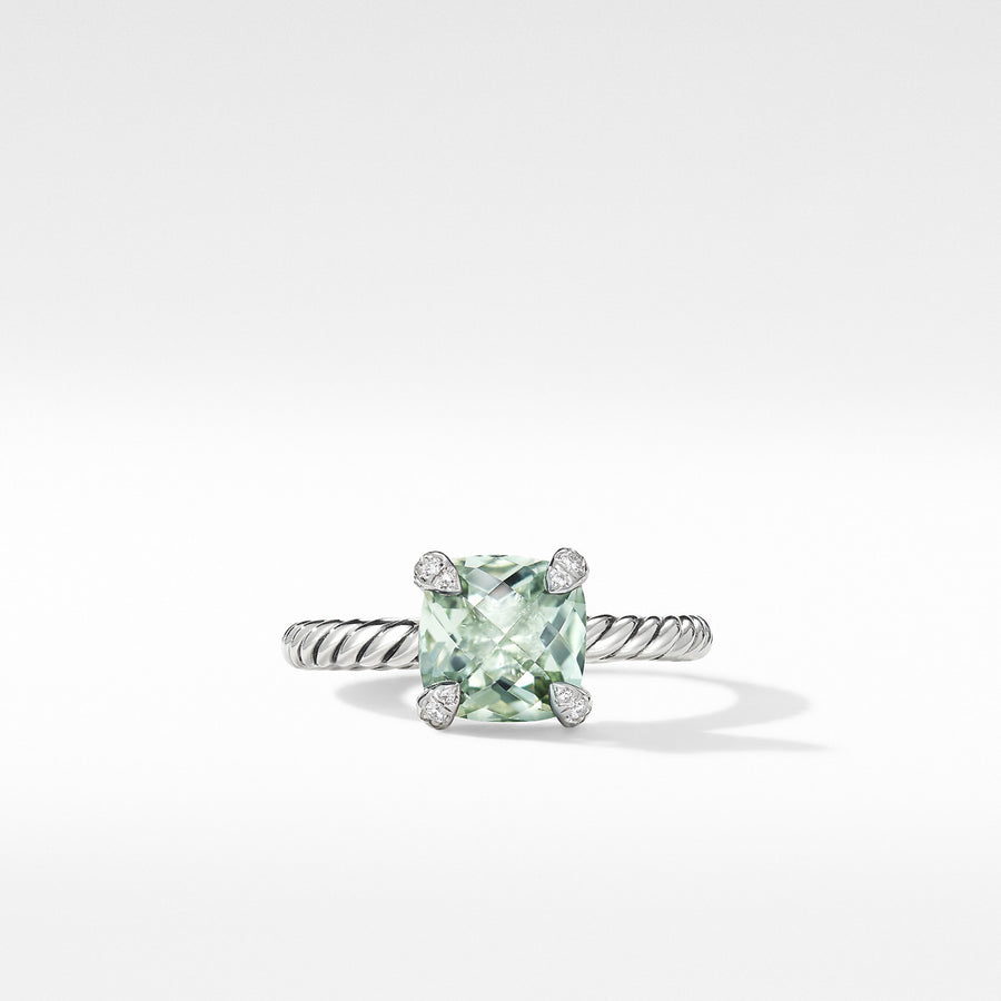 Chatelaine Ring with Prasiolite and Diamonds